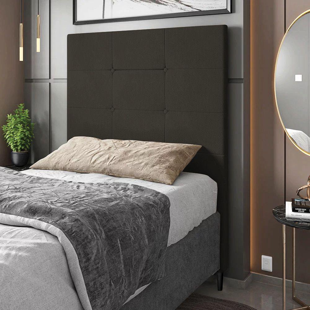 Cabeceira Cama Box Solteiro 90cm Quarto Luna Veludo M11 - D'rossi Marrom Rato - 1