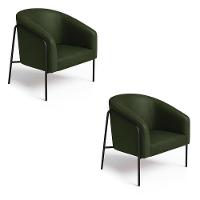 Poltrona Sala Industrial Alta Preto Kit 2 Stella Sintético Pu D03 - D'rossi Verde - 2