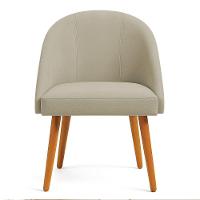 Kit 04 Cadeiras Poltrona De Jantar Luna Suede Pés Palito Castanho - Pallazio Capuccino