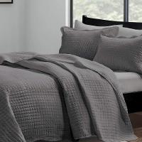 Kit Cobre Leito Casal Milão Liso + 2 Porta Travesseiros Geometrico Chumbo - 2