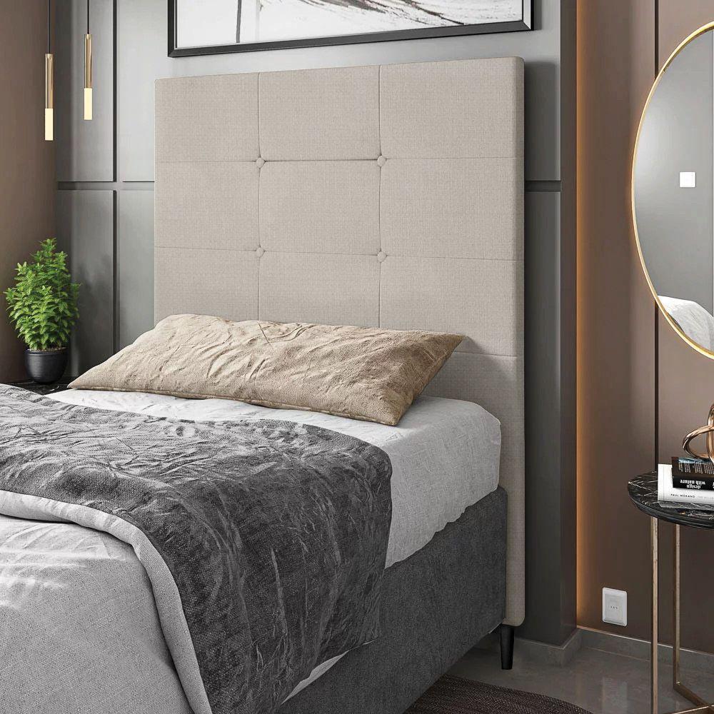 Cabeceira Cama Box Solteiro 90cm Quarto Luna Linho Bege M11 - D'rossi - 1