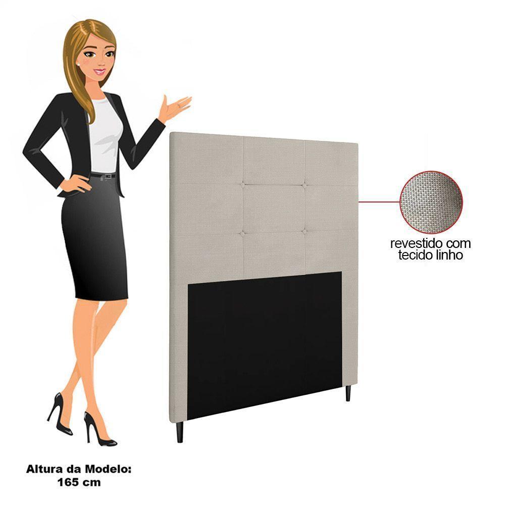 Cabeceira Cama Box Solteiro 90cm Quarto Luna Linho Bege M11 - D'rossi - 3