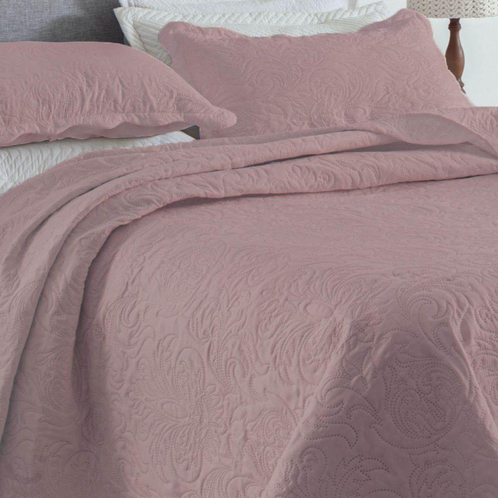 Kit Cobre Leito King Classic Liso Ultrasonic + 2 Porta-travesseiros Floral Rose - 2