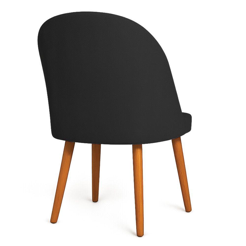 Kit 04 Cadeiras Poltrona De Jantar Luna Suede Pés Palito Castanho - Pallazio Preto - 6