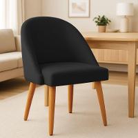 Kit 04 Cadeiras Poltrona De Jantar Luna Suede Pés Palito Castanho - Pallazio Preto - 2