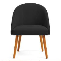 Kit 04 Cadeiras Poltrona De Jantar Luna Suede Pés Palito Castanho - Pallazio Preto