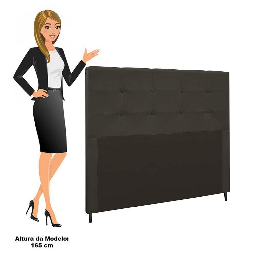 Cabeceira Cama Box Casal 140cm Quarto Luna Veludo Marrom Rato M11 - D'rossi - 3