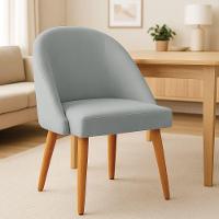 Kit 04 Cadeiras Poltrona De Jantar Luna Suede Pés Palito Castanho - Pallazio Cinza - 2