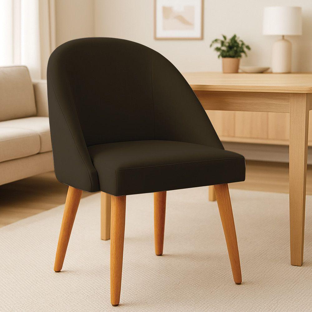 Kit 04 Cadeiras Poltrona De Jantar Luna Suede Pés Palito Castanho - Pallazio Marrom - 2