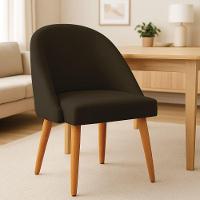 Kit 04 Cadeiras Poltrona De Jantar Luna Suede Pés Palito Castanho - Pallazio Marrom - 2