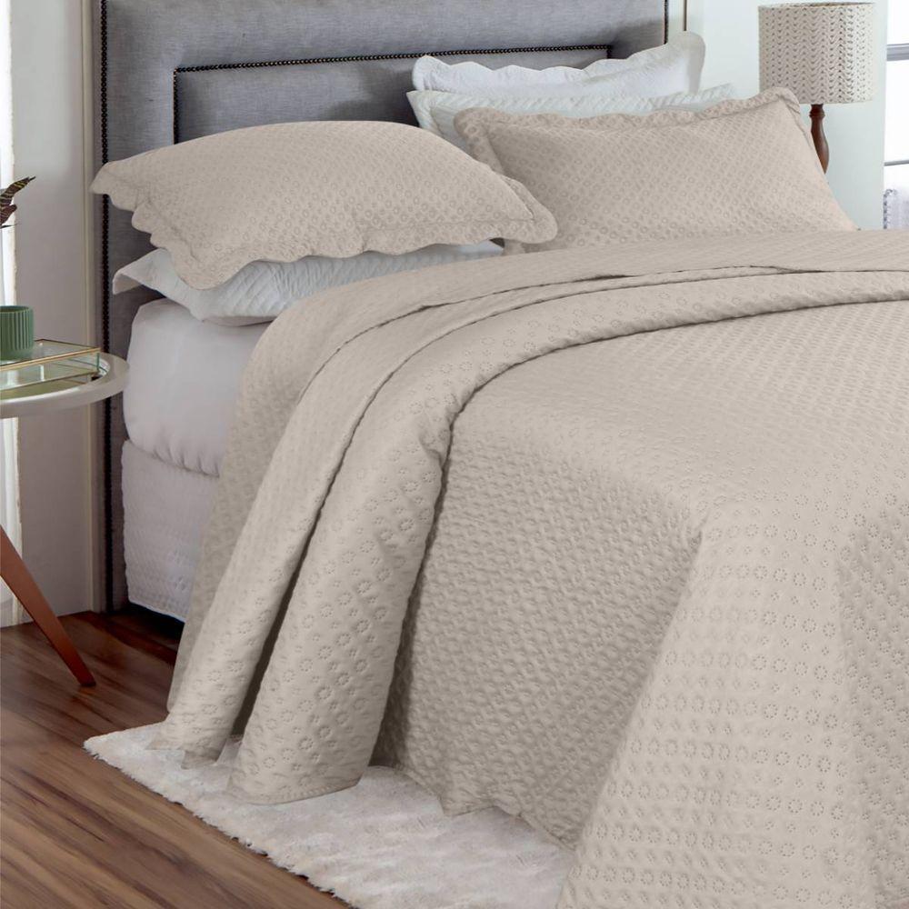 Kit Cobre Leito Queen Classic Liso Ultrasonic + 2 Porta-travesseiros Poa Gelo - 1