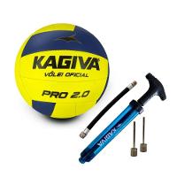 Kit Bola De Vôlei Kagiva 2.0 Pro Costurada + Bomba De Ar Kagiva Dupla Ação Amarelo + Azul Tamanho Único Genêro Homem - 1