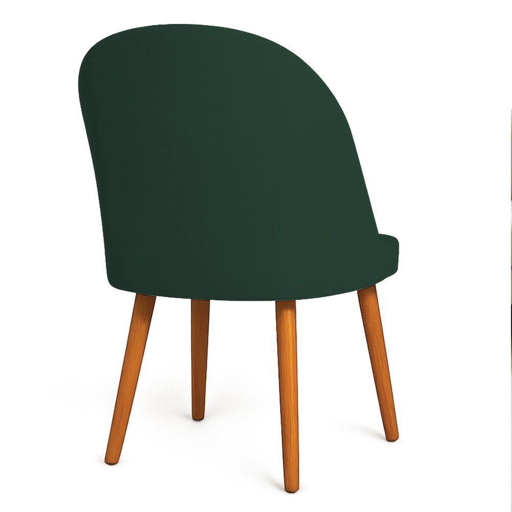 Kit 04 Cadeiras Poltrona De Jantar Luna Suede Pés Palito Castanho - Pallazio Verde - 6