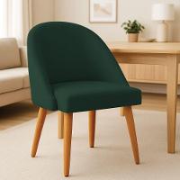 Kit 04 Cadeiras Poltrona De Jantar Luna Suede Pés Palito Castanho - Pallazio Verde - 2