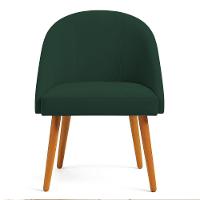 Kit 04 Cadeiras Poltrona De Jantar Luna Suede Pés Palito Castanho - Pallazio Verde