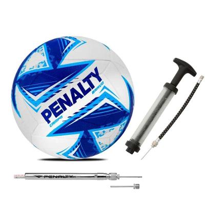 Bola De Futebol Campo Penalty Bravo Xxv + Bomba De Ar Penalty + Calibrador De Bolas Penalty Azul + Branco + Cinza