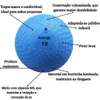 Kit 06 Bola De Iniciação Kagiva N°10 De Borracha Azul - 3