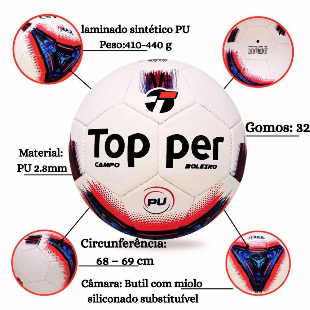 Bola De Futebol Campo Topper Boleiro Hibrid Vermelho + Azul Tamanho Único - 2