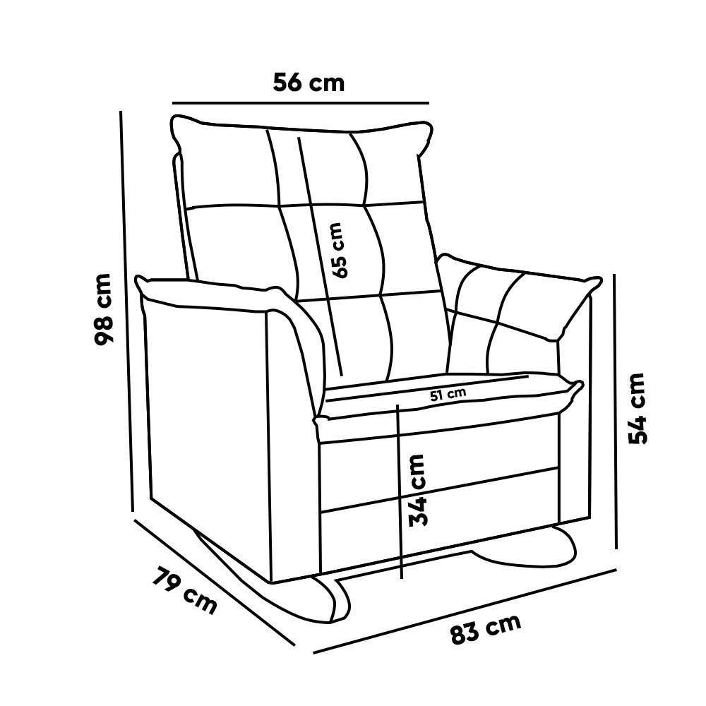 Poltrona Amamentação Balanço Madeira E Puff Lariane Pu-bouclê R04 - D'rossi Preto - 4