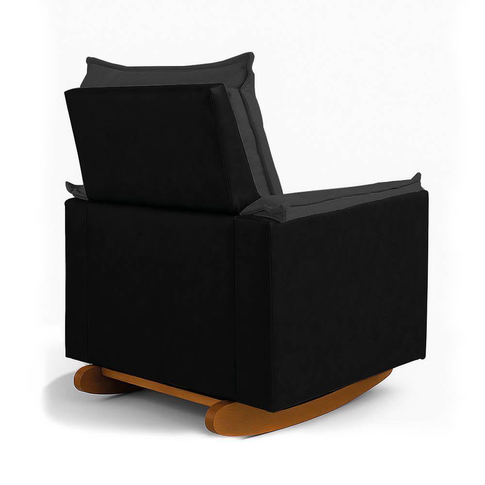 Poltrona Amamentação Balanço Madeira E Puff Lariane Pu-bouclê R04 - D'rossi Preto - 7