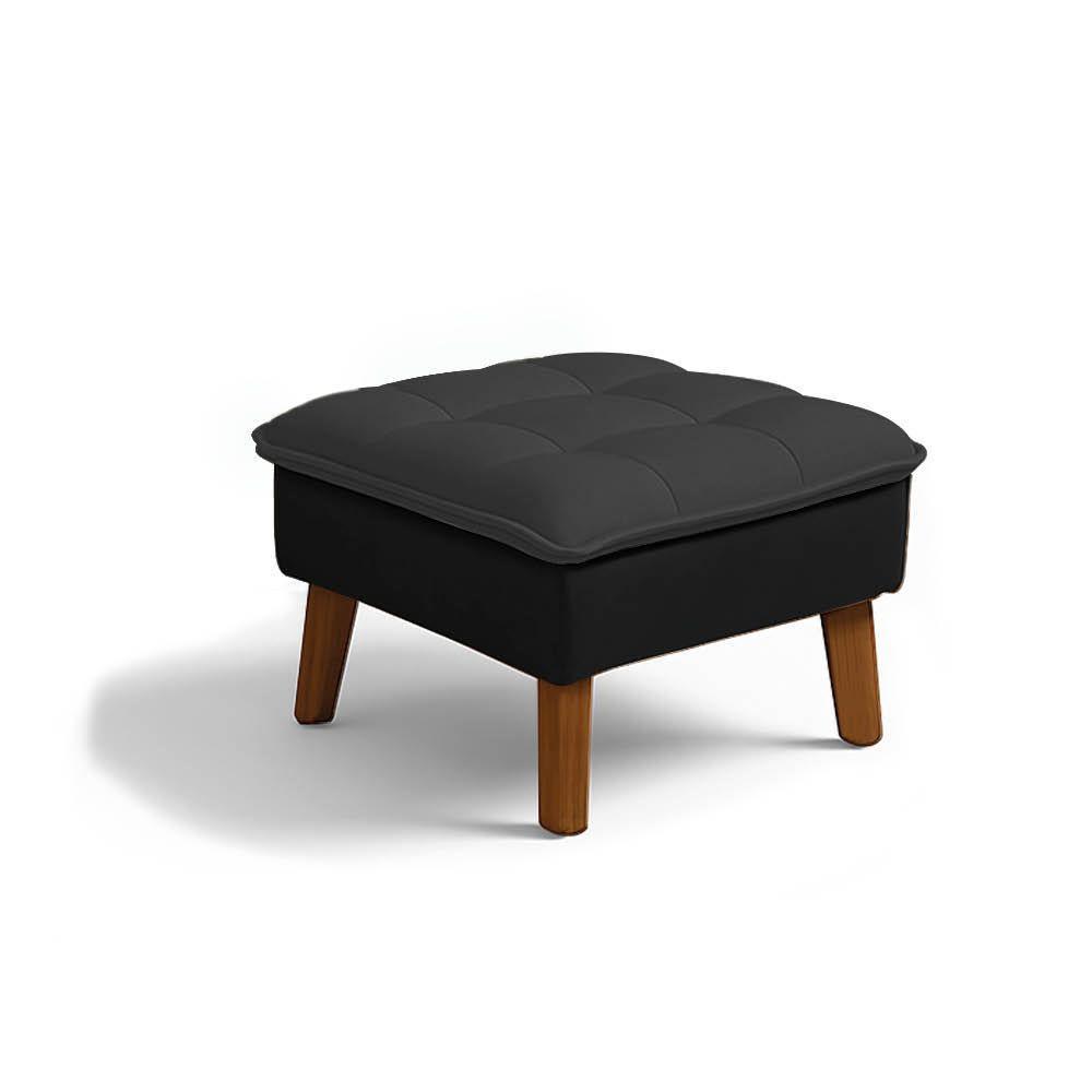 Poltrona Amamentação Balanço Madeira E Puff Lariane Pu-bouclê R04 - D'rossi Preto - 8