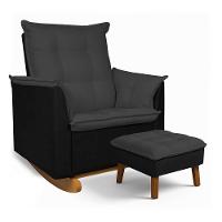 Poltrona Amamentação Balanço Madeira E Puff Lariane Pu-bouclê R04 - D'rossi Preto - 2