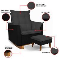 Poltrona Amamentação Balanço Madeira E Puff Lariane Pu-bouclê R04 - D'rossi Preto - 3