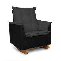 Poltrona Amamentação Balanço Madeira E Puff Lariane Pu-bouclê R04 - D'rossi Preto - 6