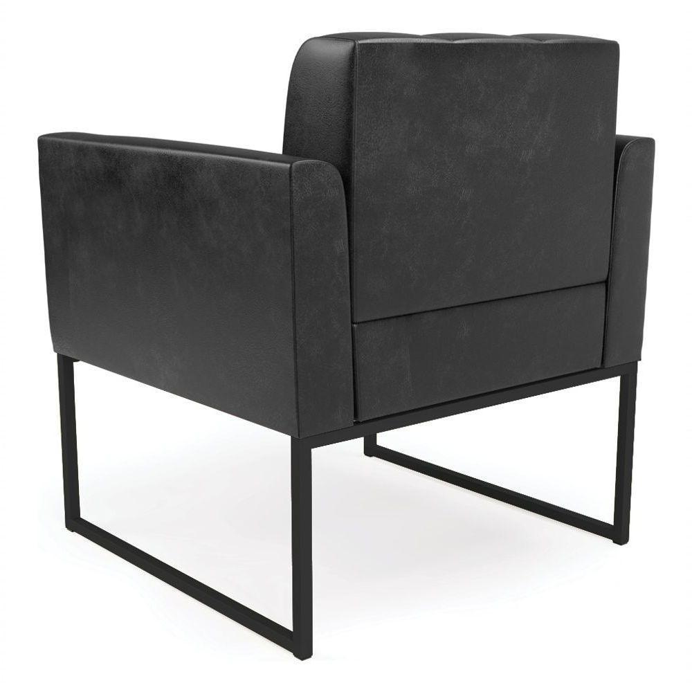 Poltrona Elisa Corano Base Metálica Preto D03 - D'rossi Couro Preto - 4