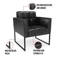 Poltrona Elisa Corano Base Metálica Preto D03 - D'rossi Couro Preto - 5