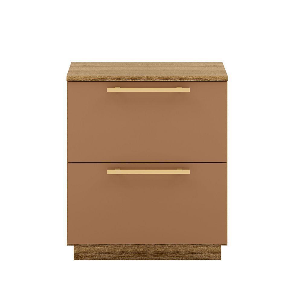 Mesa Cabeceira Quarto 50cm Com 2 Gavetas Magna V01 - D'rossi Naturale E Camarim - 2