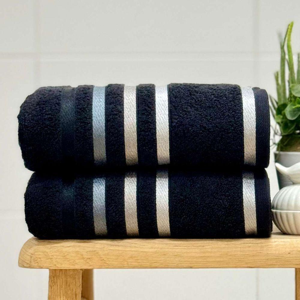 Toalha De Banho Lumina 70cm X 140cm Preto-cinza - 1