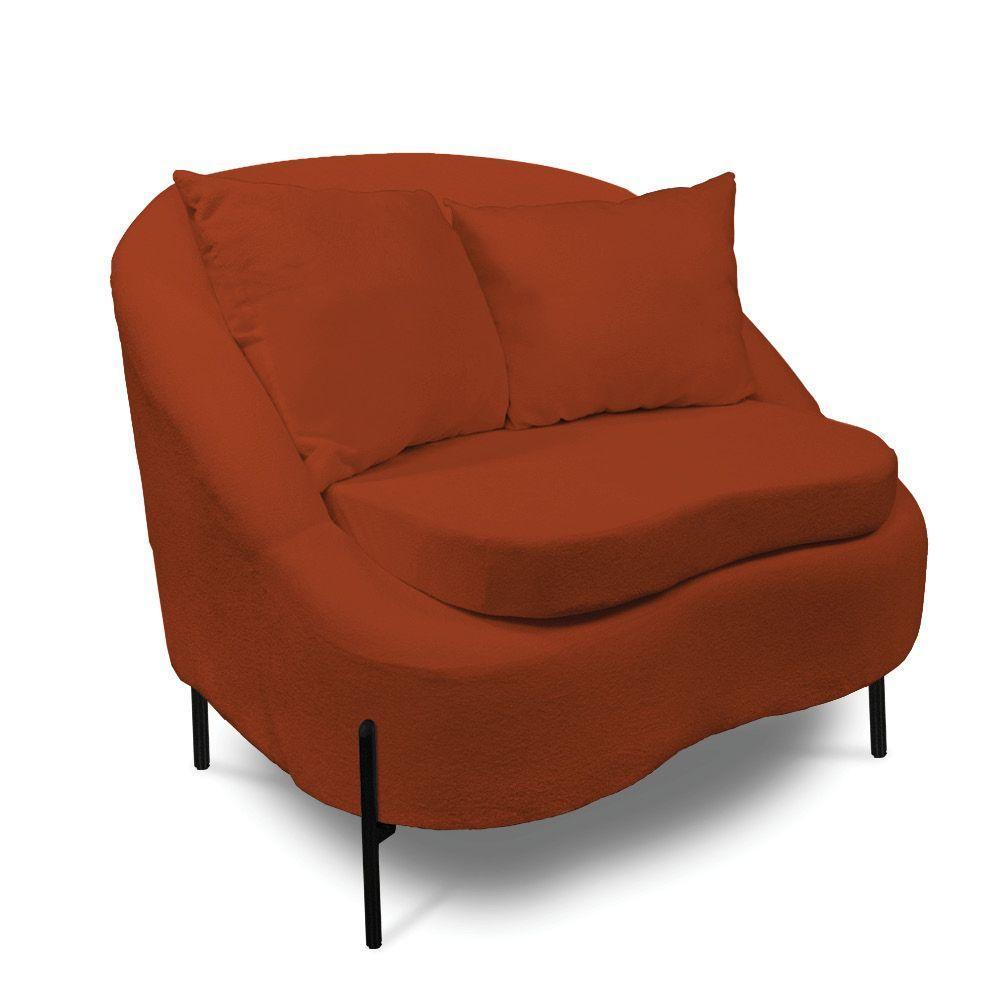 Poltrona Decorativa Orgânica Pé De Metal Preto Kit 2 Zaya Bouclê C05 - D'rossi Terra - 5