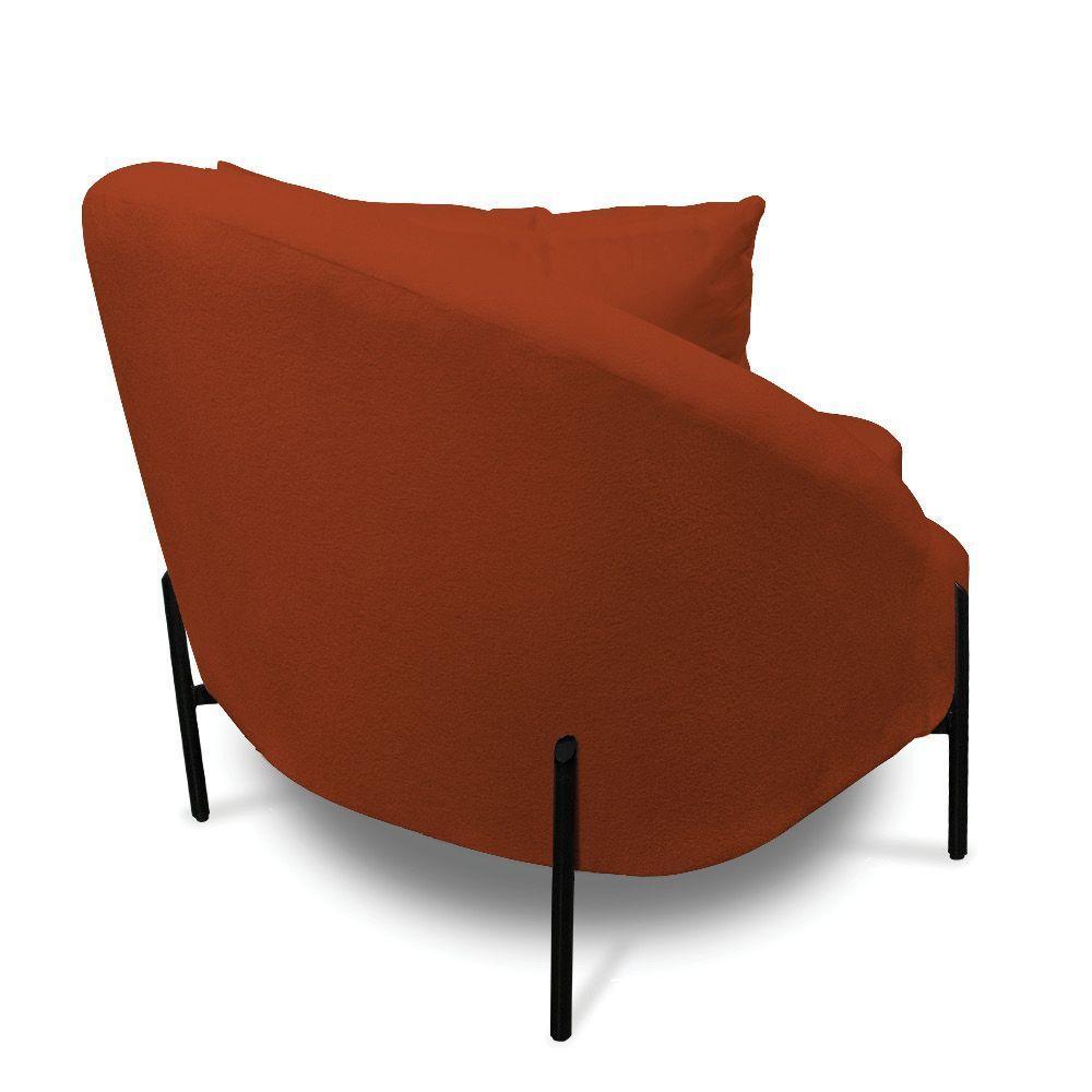 Poltrona Decorativa Orgânica Pé De Metal Preto Kit 2 Zaya Bouclê C05 - D'rossi Terra - 7