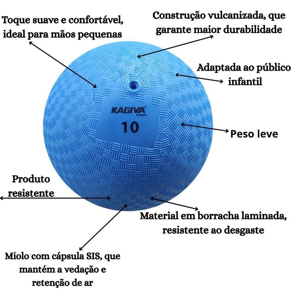 Kit 10 Bola Iniciação Kagiva N°10 De Borracha Azul+vermelho - 3