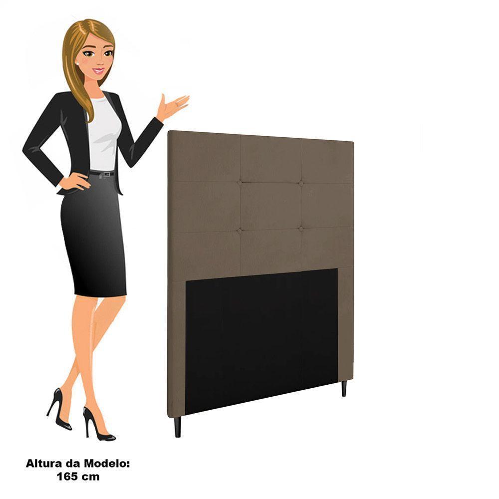 Cabeceira Cama Box Solteiro 90cm Quarto Luna Veludo Marrom M11 - D'rossi - 3