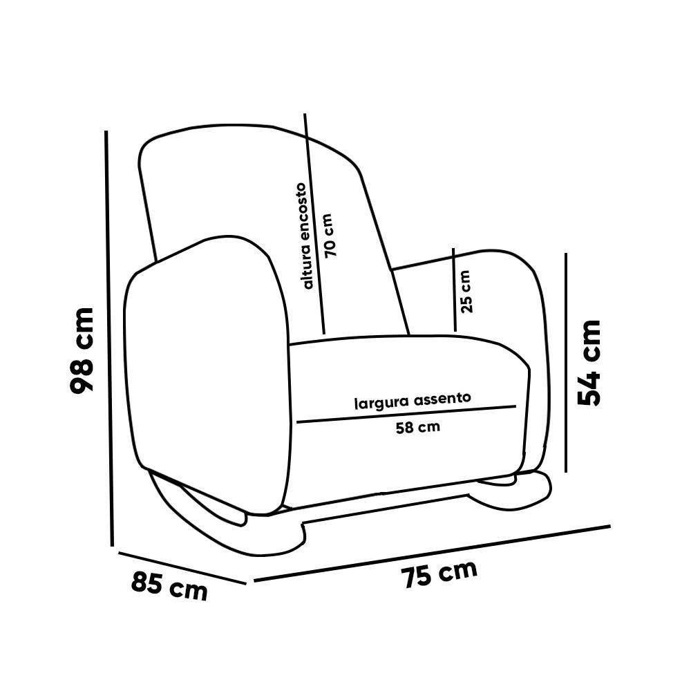 Poltrona Amamentação Balanço Madeira E Puff Jhessy Bouclê R04 - D'rossi Grafite - 4