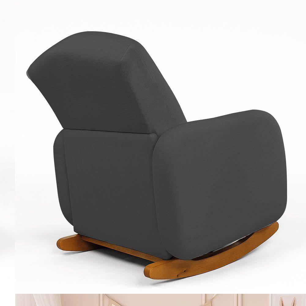 Poltrona Amamentação Balanço Madeira E Puff Jhessy Bouclê R04 - D'rossi Grafite - 6