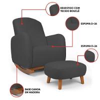 Poltrona Amamentação Balanço Madeira E Puff Jhessy Bouclê R04 - D'rossi Grafite - 3