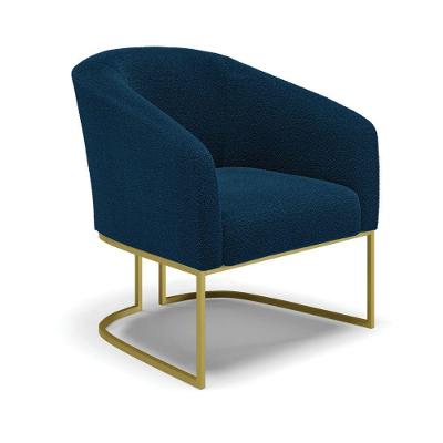 Poltrona Decorativa Stella Bouclê D03 Industrial Azul Dourado D'Rossi