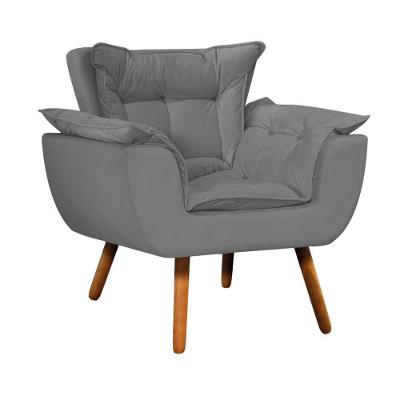 Poltrona Odisseia Suede Pés Palito Castanho D'rossi Grafite