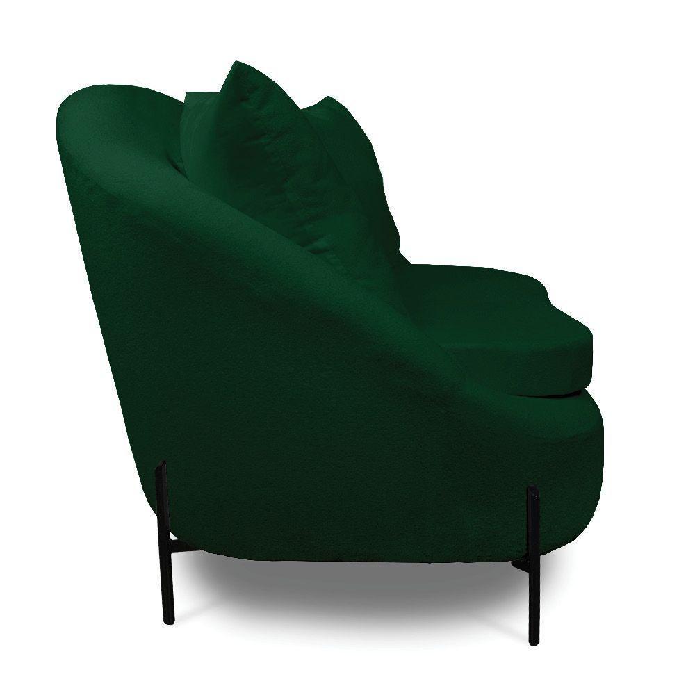 Poltrona Decorativa Orgânica Pé De Metal Preto Kit 2 Zaya Bouclê C05 - D'rossi Verde - 6