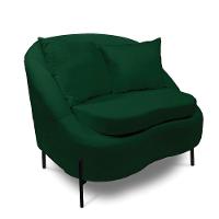 Poltrona Decorativa Orgânica Pé De Metal Preto Kit 2 Zaya Bouclê C05 - D'rossi Verde - 5