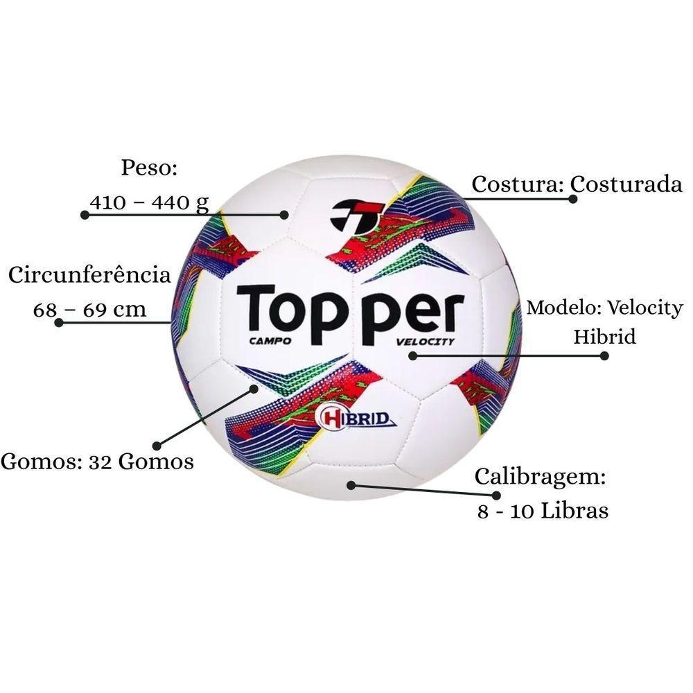 Bola De Futebol Campo Topper Velocity Hibrid Azul + Vermelho Tamanho Único - 2
