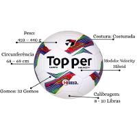 Bola De Futebol Campo Topper Velocity Hibrid Azul + Vermelho Tamanho Único - 2