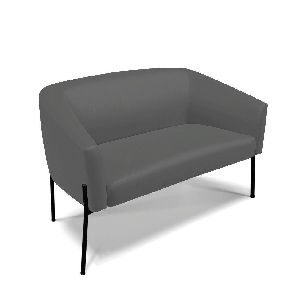 Namoradeira E 2 Poltronas Pé De Ferro Preto Stella Sintético Grafite D03 - D'rossi - 2