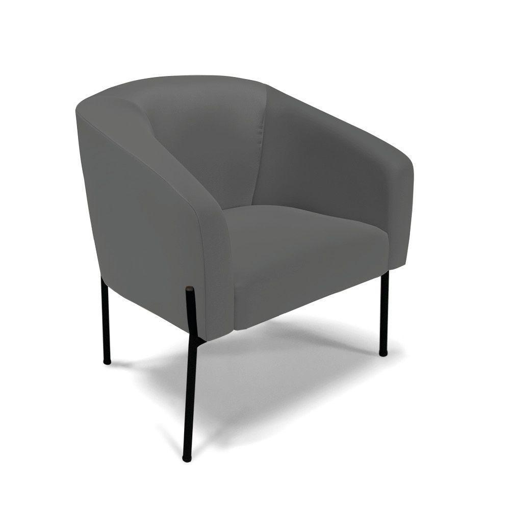 Namoradeira E 2 Poltronas Pé De Ferro Preto Stella Sintético Grafite D03 - D'rossi - 3