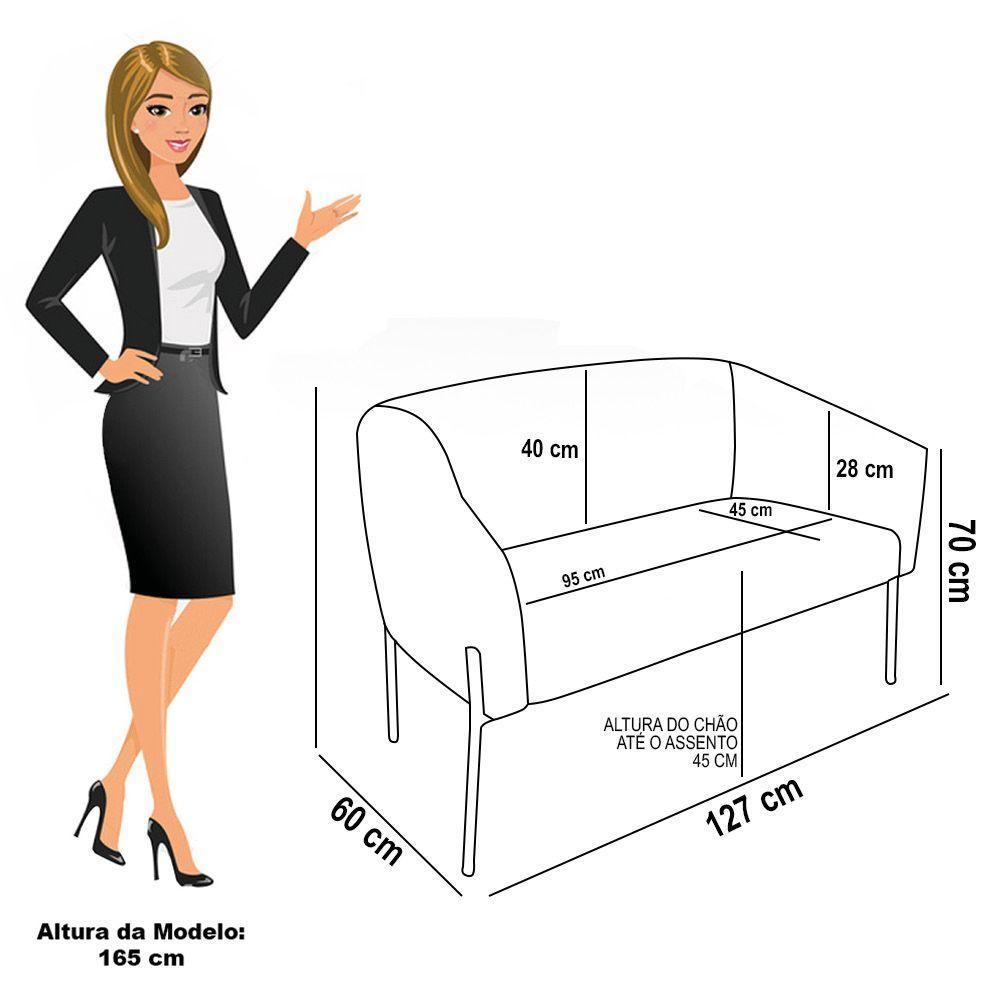 Namoradeira E 2 Poltronas Pé De Ferro Preto Stella Sintético Grafite D03 - D'rossi - 7