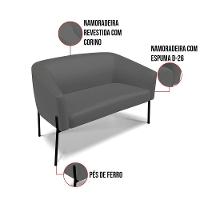 Namoradeira E 2 Poltronas Pé De Ferro Preto Stella Sintético Grafite D03 - D'rossi