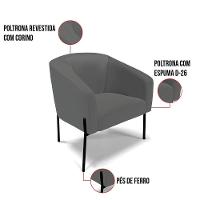 Namoradeira E 2 Poltronas Pé De Ferro Preto Stella Sintético Grafite D03 - D'rossi - 5